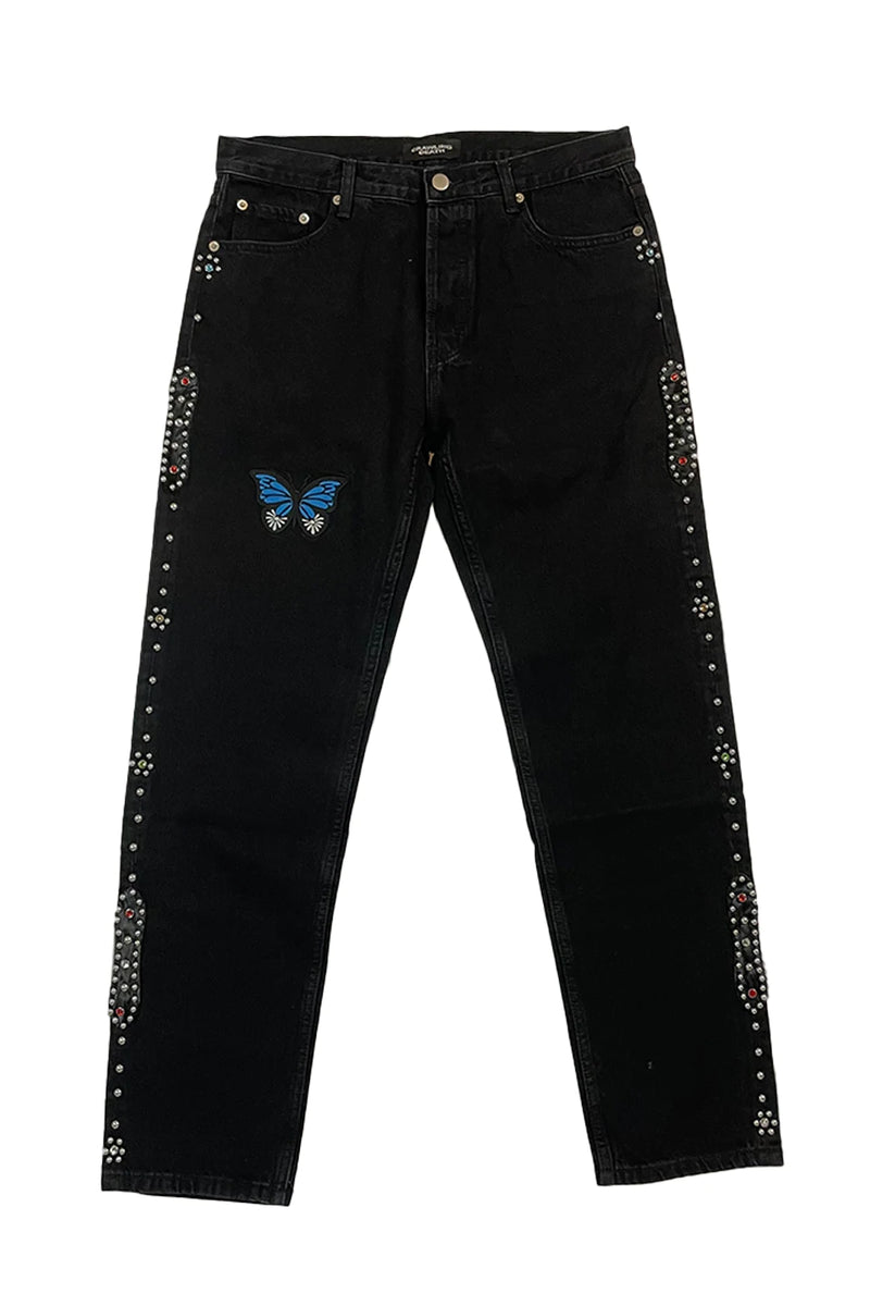 STUGAZI DENIM x CRAWING DEATH BUTTERFLY RHINESTONE DENIM