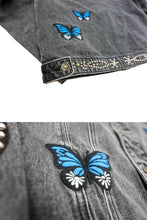 將圖片載入圖庫檢視器 STUGAZI DENIM x CRAWING DEATH BUTTERFLY RHINESTONE DENIM JKT