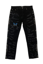 將圖片載入圖庫檢視器 STUGAZI DENIM x CRAWING DEATH BUTTERFLY RHINESTONE DAMAGED DENIM