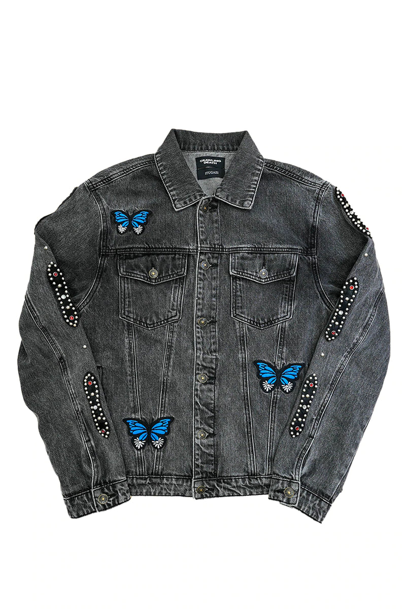Stugazi butterfly denim jacket 値段交渉あり - Gジャン/デニムジャケット