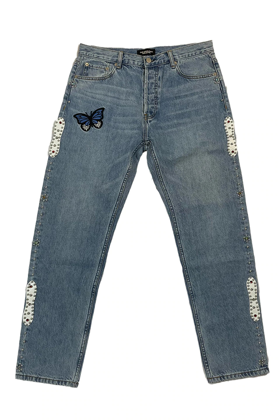 STUGAZI DENIM x CRAWING DEATH BUTTERFLY RHINESTONE DENIM