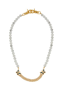 White Turquoise Gold Butterfly Chain