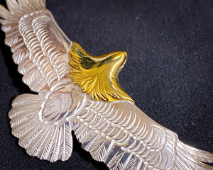Silver Head 18k Gold Eagel Pendant