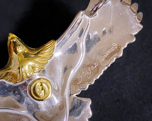 Silver Head 18k Gold Eagel Pendant