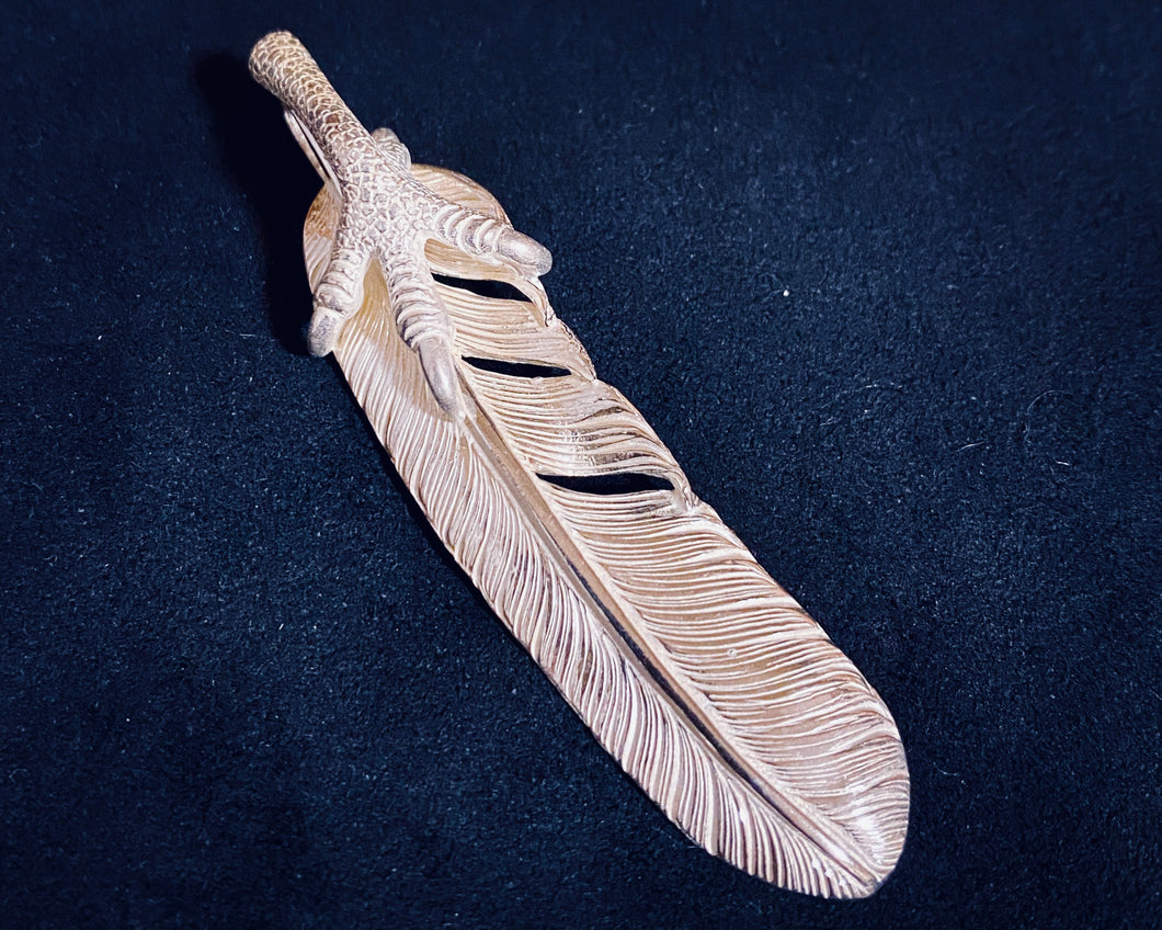 Silver Eagle Claw Feather Large Right Side Pendant