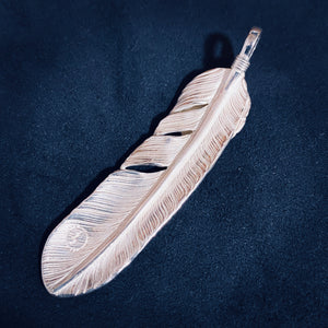 Silver Heart Feather Large Right Side