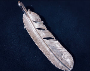 Silver Eagle Claw Feather Large Left Side Pendant