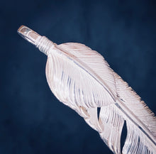 Load image into Gallery viewer, Silver Heart Feather Large Left Side
